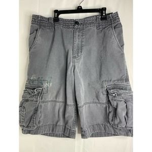 Aeropostale Cargo Shorts Mens 30 Gray Flat Front 11" Inseam Cotton
